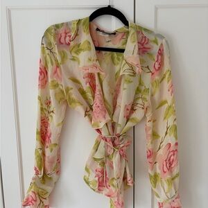Vintage Holt Renfrew 100% Silk Wrap Top